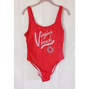 Creative Apparel Virginia Beach Red High Cut One Piece Swimsuit XL NEW